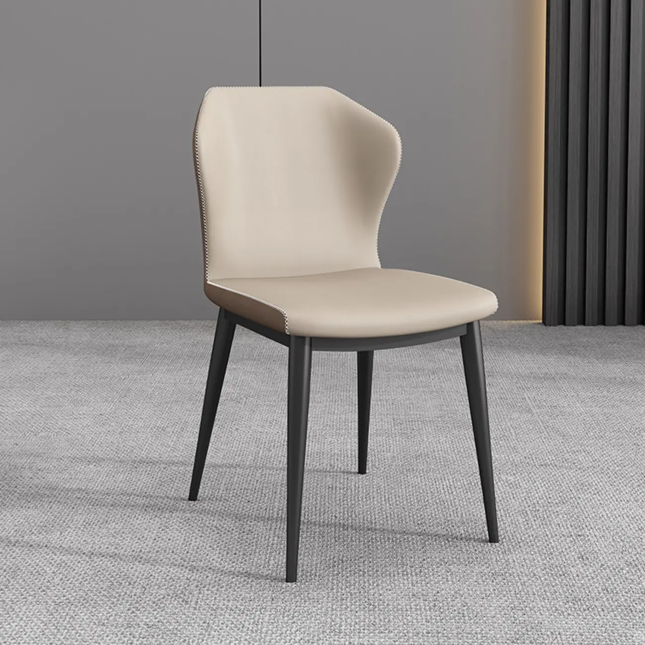 Modern Faux Leather Dining Chair with Wing Back Steel Legs