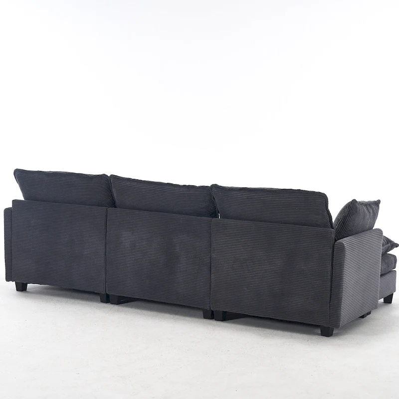 102 Velvet U-Shaped Sectional Sofa with Ottoman & Lumbar Pillows