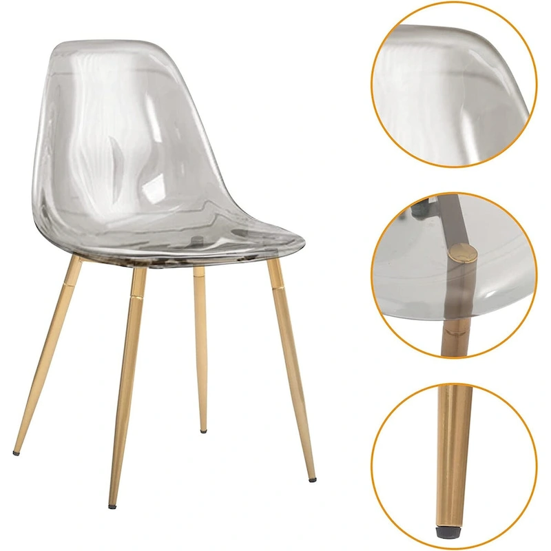 Modern Kitchen Dining Side Chair with Metal Legs, Set of 4, Amber