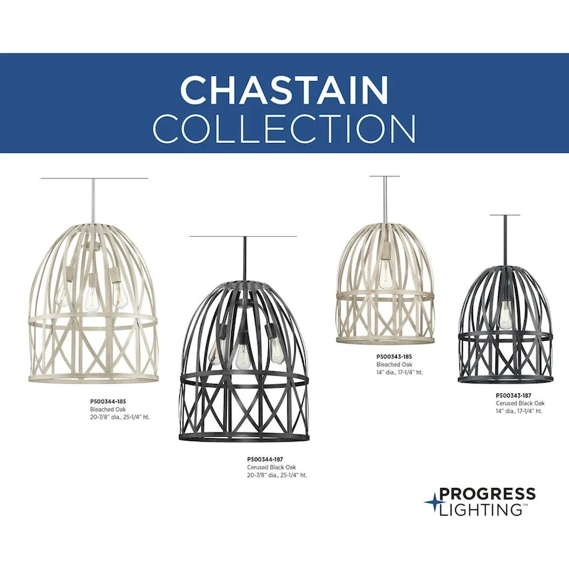 Chastain Collection Three-Light Bleached Oak Basket Farmhouse Pendant Light - 20.87 in x 20.87 in x 25.25 in