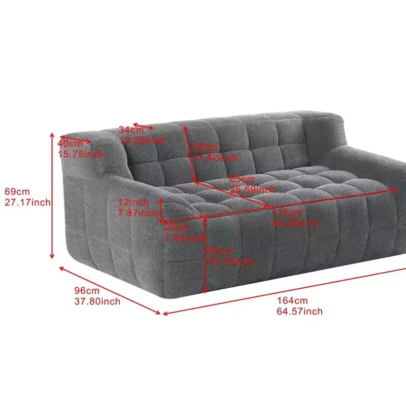 GDFStudio Tobey Modern 64.5 Square-Tufted Velvet Compression Foam Loveseat