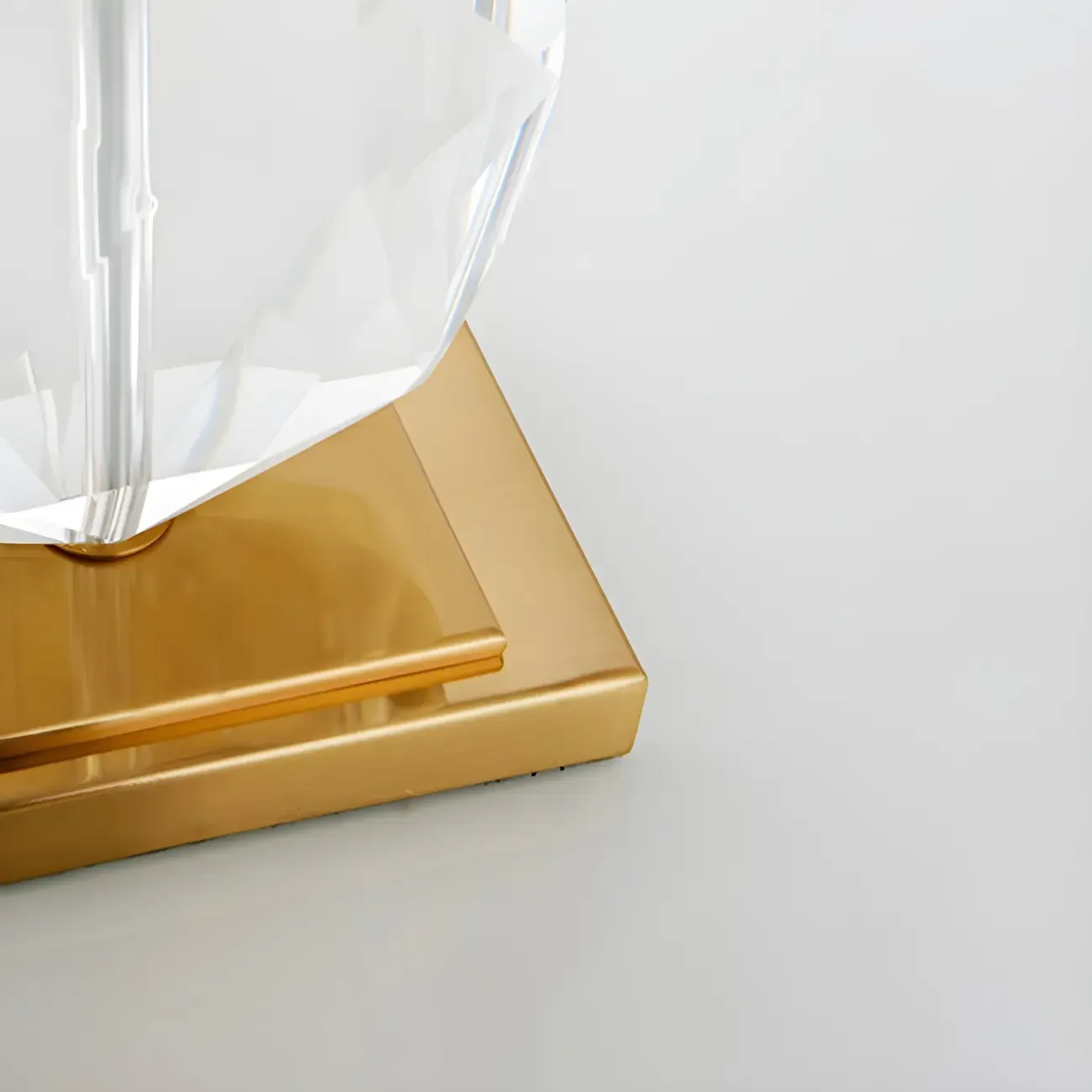 Luxury Crystal Bedside Lamp Beige Rectangle Shade