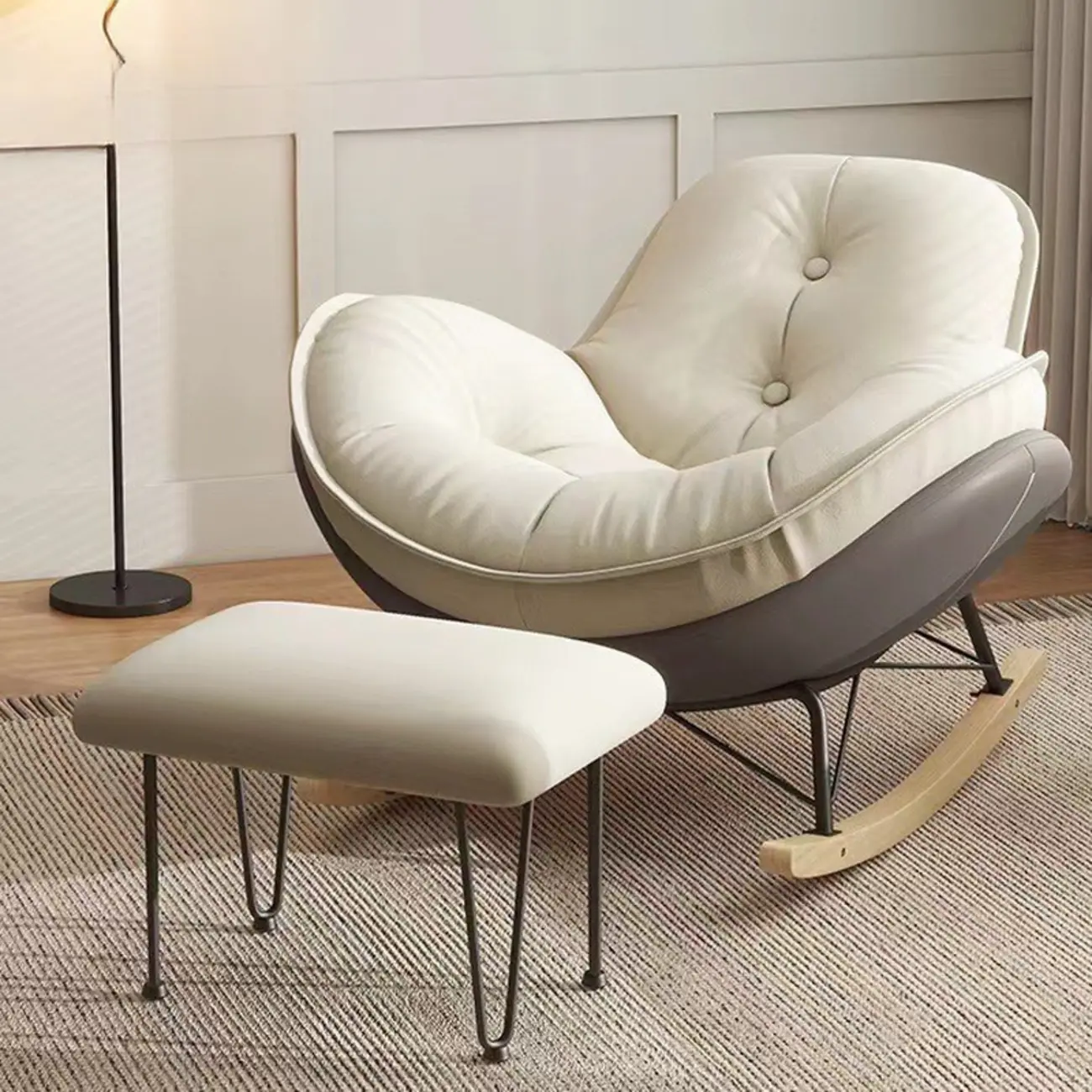 Upholstered Flared Arm Rocking Chair with Optional Ottoman