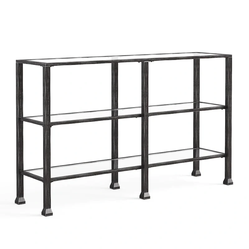 SEI Furniture Esther 3-tier Black Metal and Glass Console Table