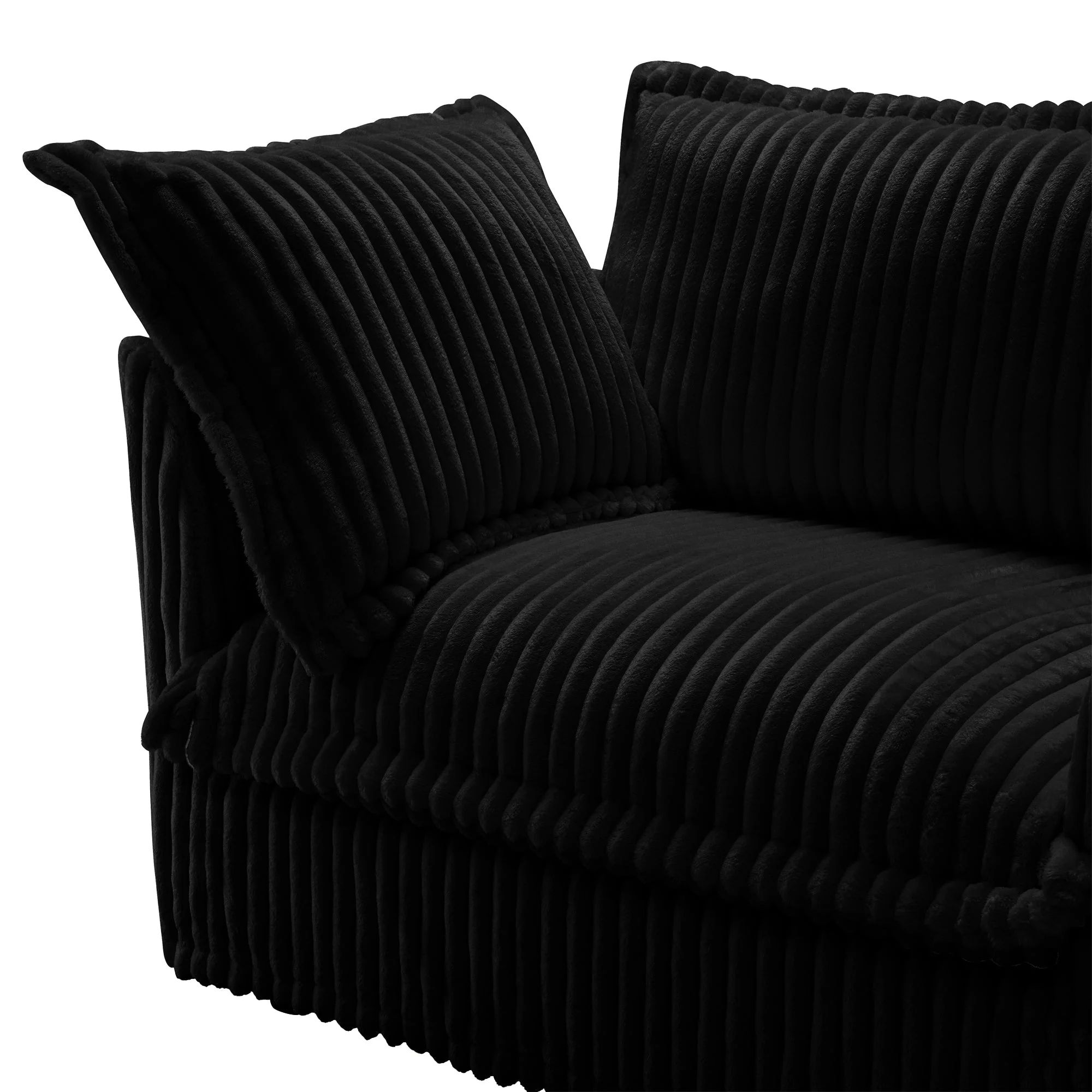 Walker Edison | Cloud Slipcovered Black Sectional Sofa with Ottoman
