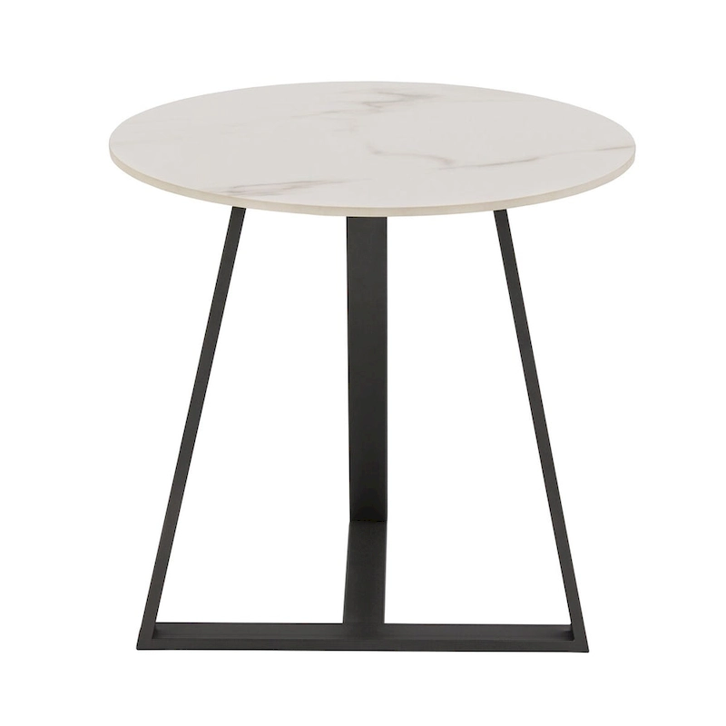 Jurmala Glossy Sintered Stone with Grey Metal Base End Table by iNSPIRE Q Modern