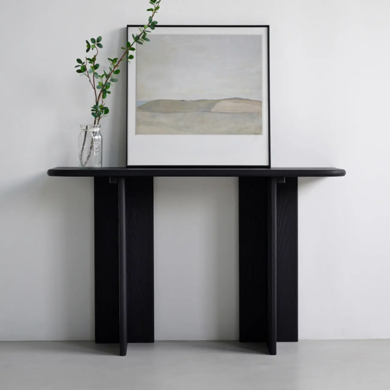 Modern Rectangle Black Ash Console Table
