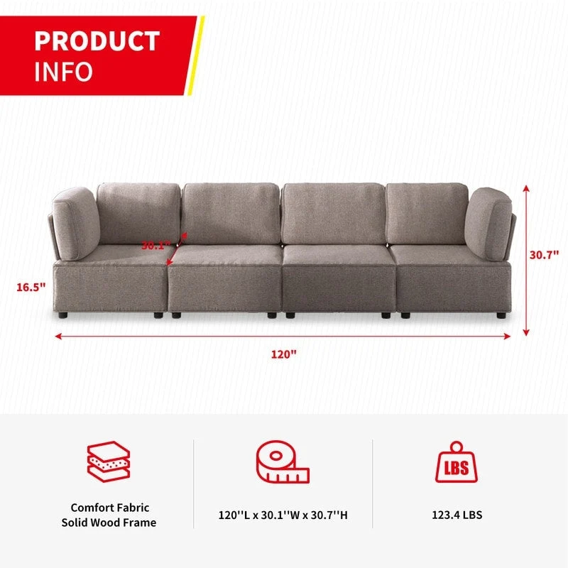 Mixoy Convertible Modular Sleeper Couch with Ottoman