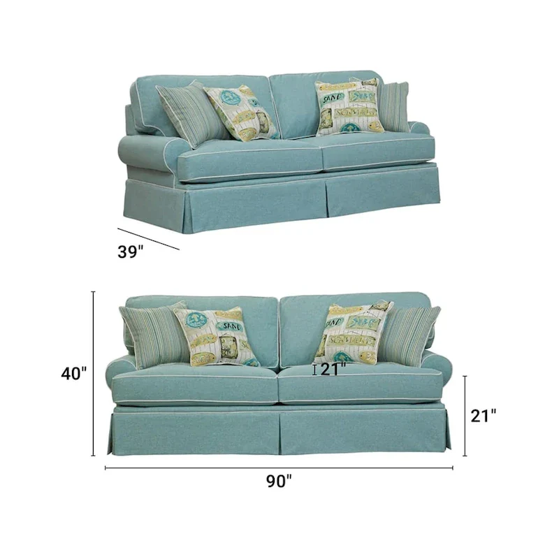 Classics Model Coastal Aqua Series Sofa with Four Accent Pillows