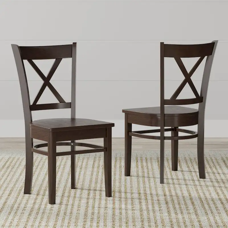 3-Piece Dining Set, 42 Round Drop-Leaf Table and Cross Back Chairs