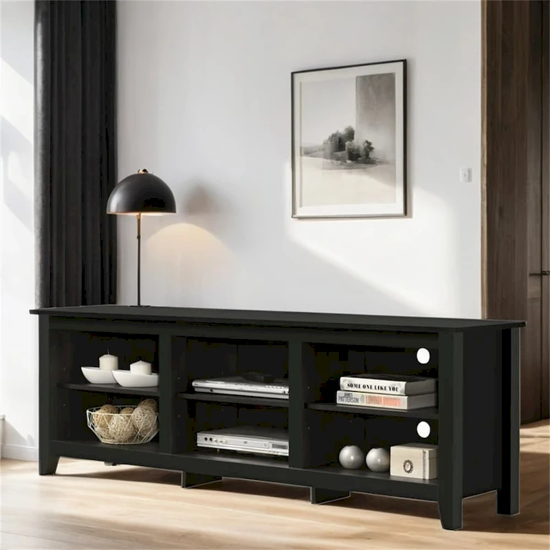 70 TV Stand with Open Shelves and Cable Management
