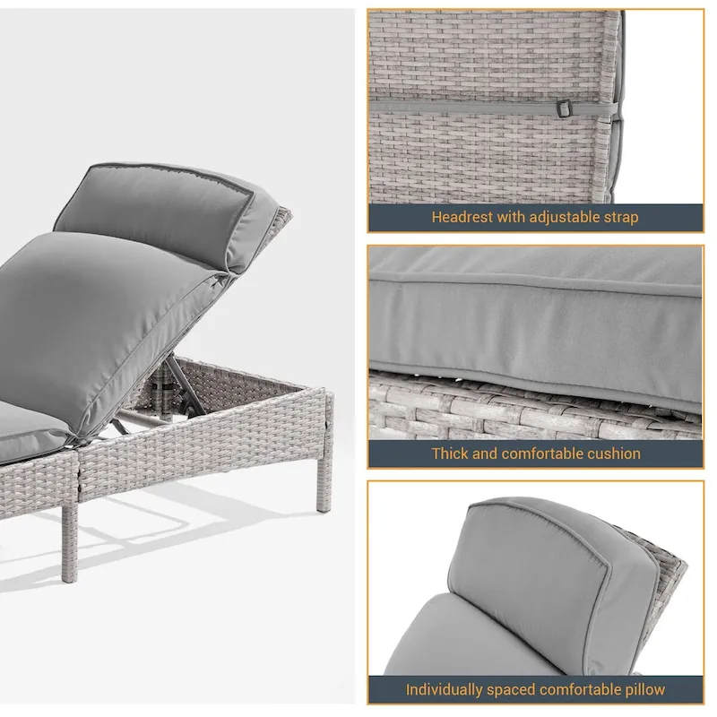 LIVOOSUN Patio Chair Rattan Single Lounge Water-Repellent Cushion