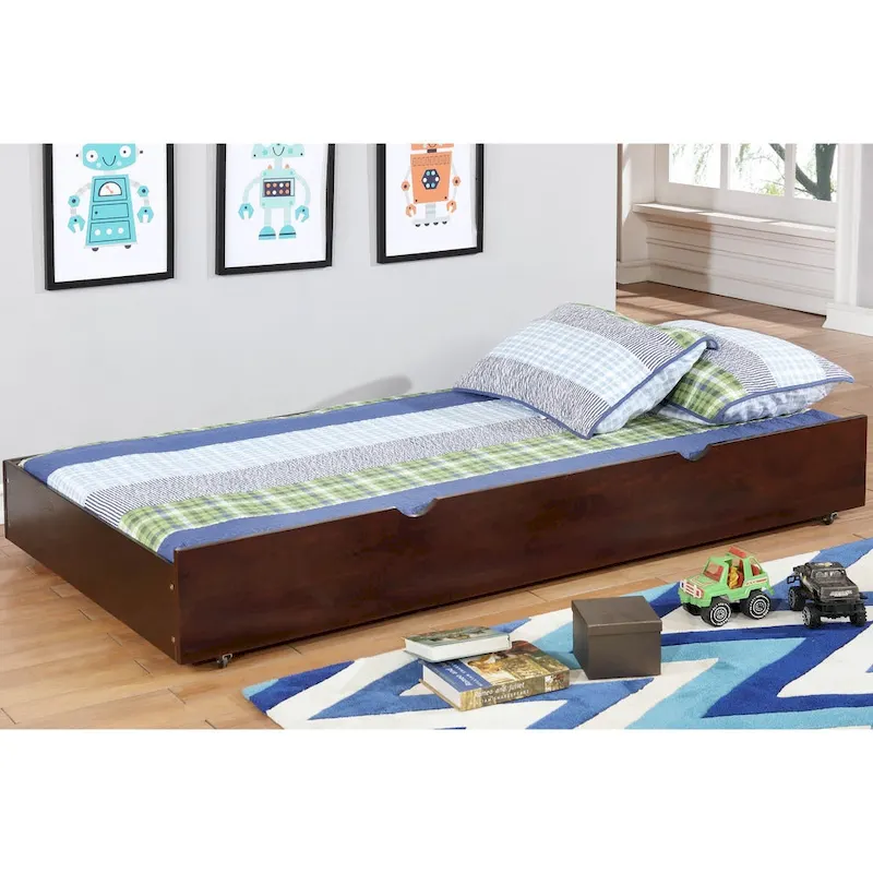 Bays Transitional Twin Wood Underbed Trundle with Casters by Furniture of America