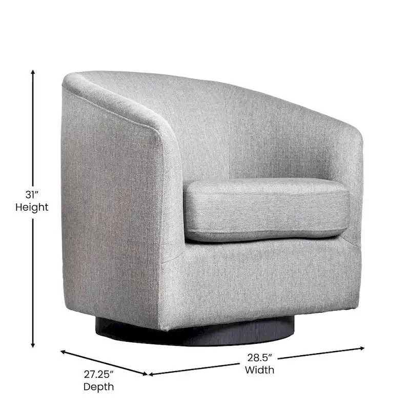Barrel Accent Chair with 360 Swivel Vinyl Wrapped Base