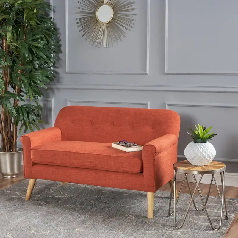 Mariah Mid-Century Fabric Loveseat by Christopher Knight Home