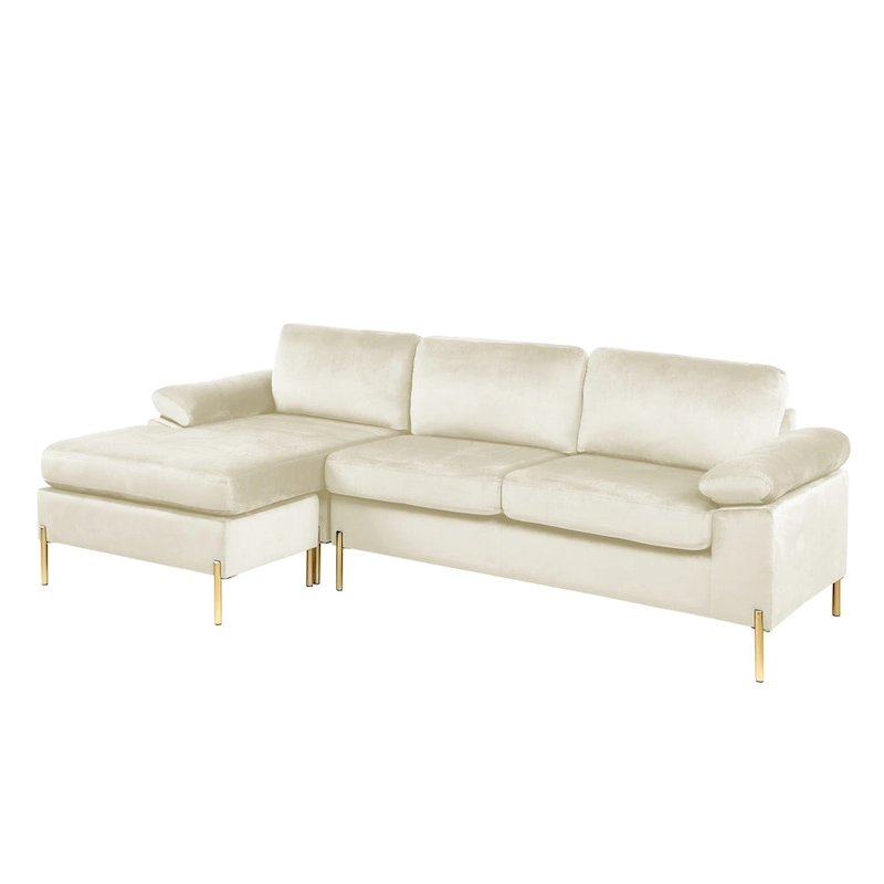 Shannon Velvet Sectional Sofa with Chaise