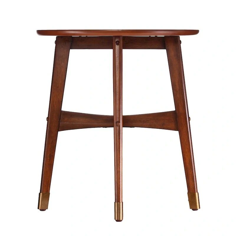 Round Midcentury Modern Wood Side Table