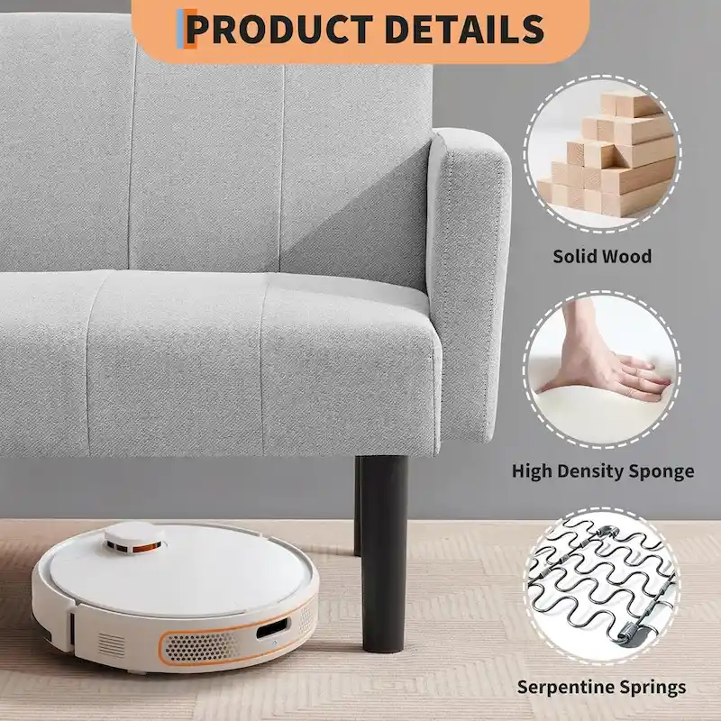 Sofa Bed, Compact Loveseat, Modern Mid-Century Sleeper Sofa, Convertible Couch, Living Room Couches