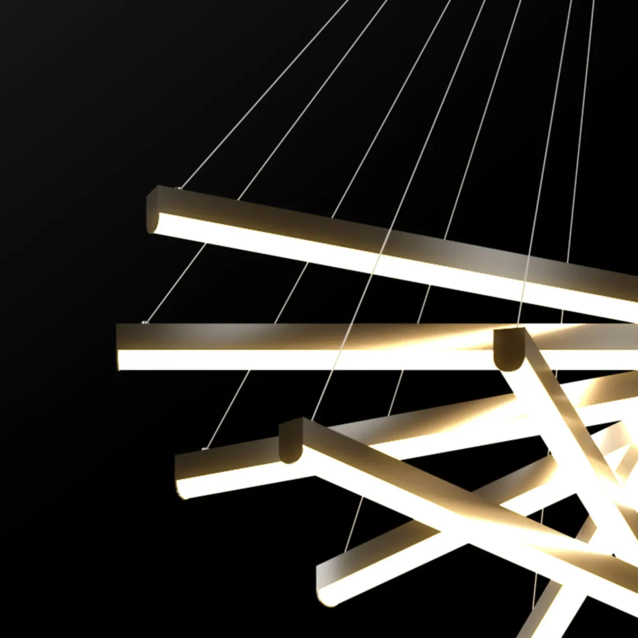 Modern Geometric Linear Sputnik Chandelier