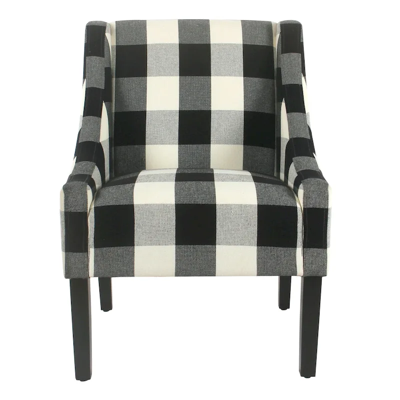 HomePop Modern Swoop Accent Chair - Black Plaid