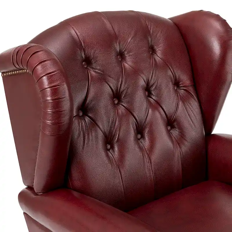 Alex Classic Wingback Leather Armchair with Nailhead Trim Set of 2 by HULALA HOME