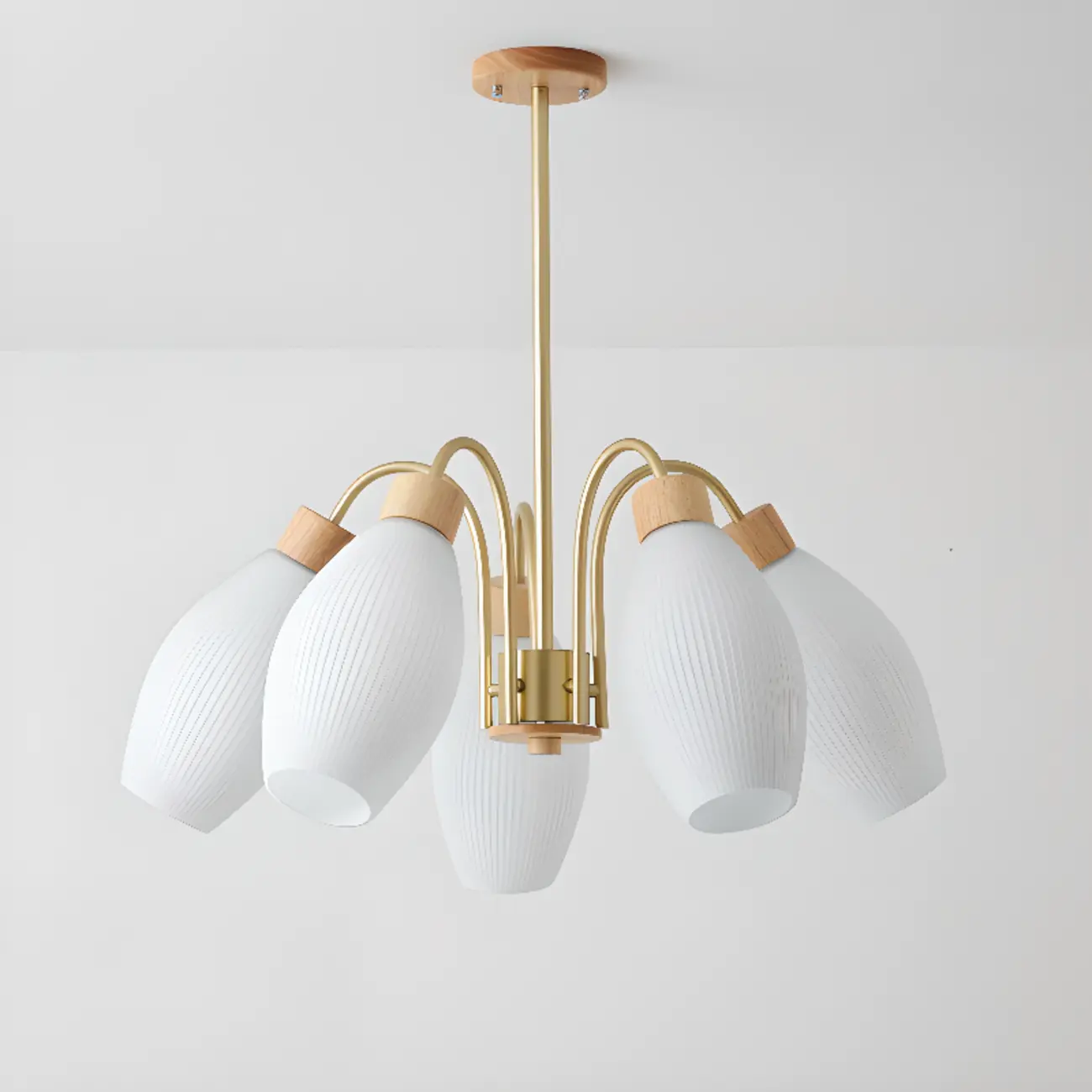 Modern Adjustable White Chandelier with Glass Shades