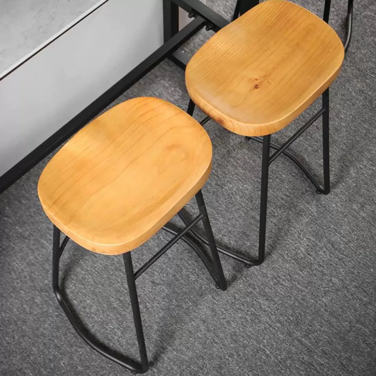 Modern Natural Wood Counter Height Bar Stools