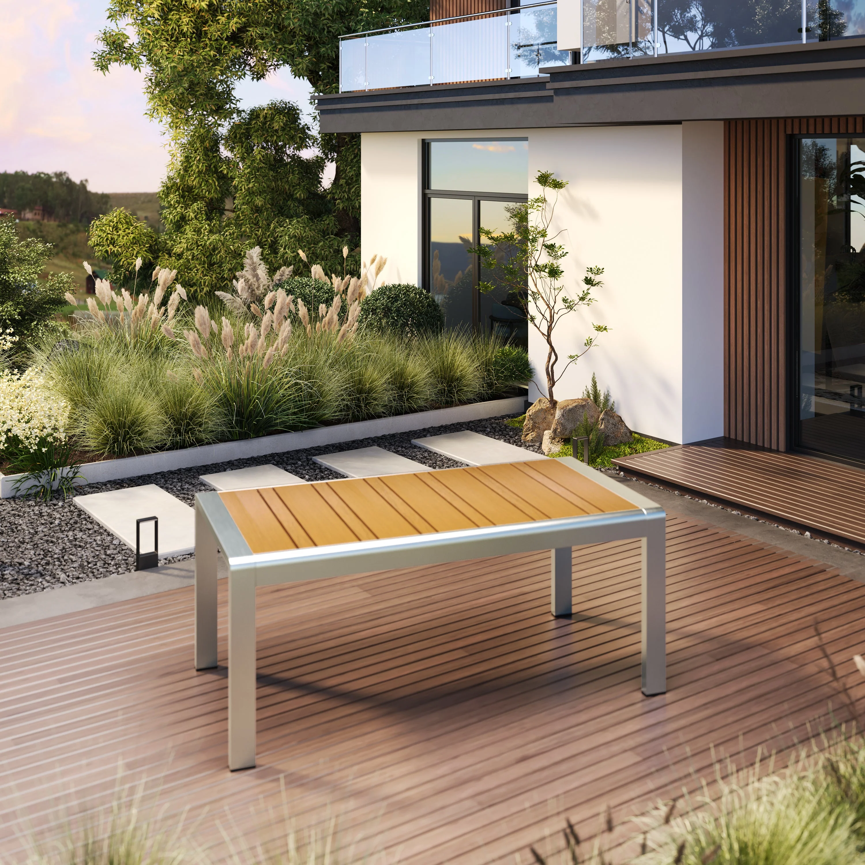 Aldere Aluminum Outdoor Patio Coffee Table