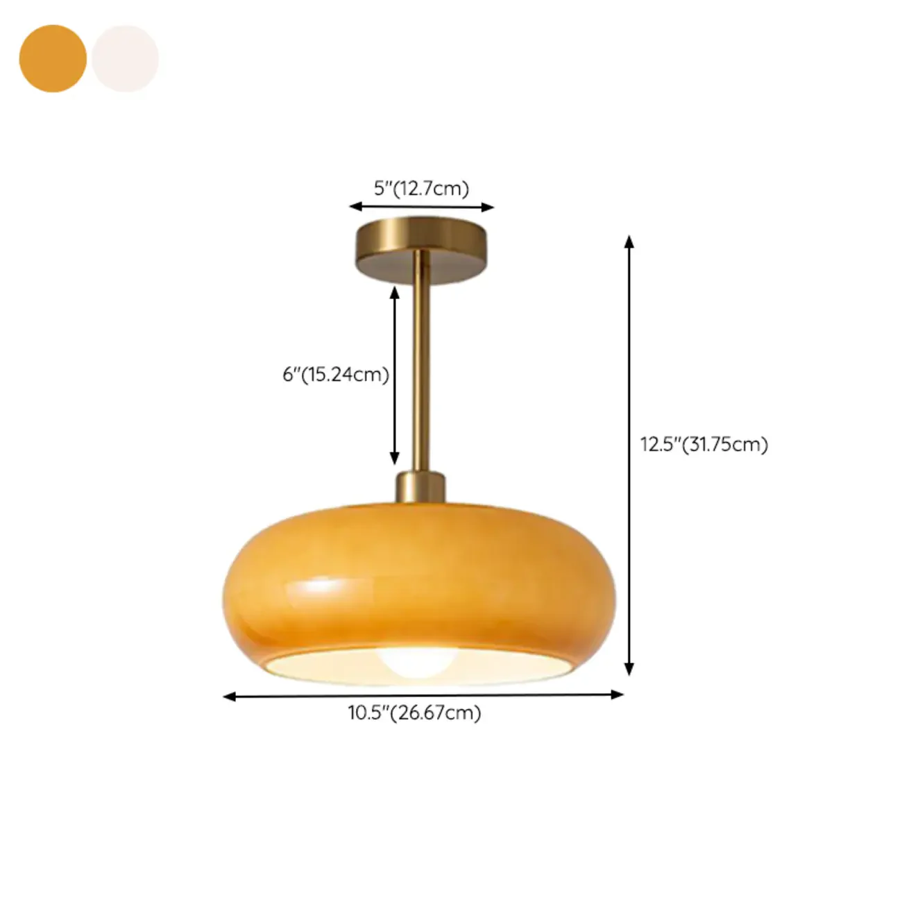 Mini White Drum Glass Dome Semi Flush Mount Ceiling Light