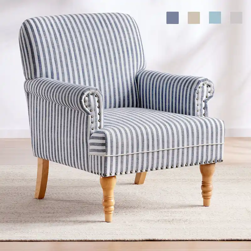 Upholstered Accent Sofa Linen Club Chair with Legs for Living Room