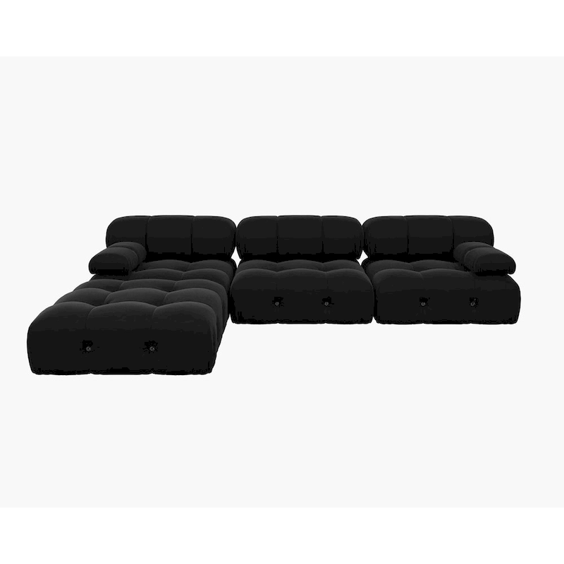 Black Velvet Upholstered Sectional Sofa