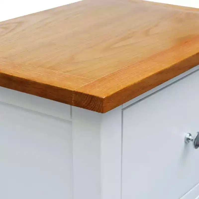 vidaXL 2-Piece Nightstands, 14.2x11.8x18.5, Solid Oak Wood Top and Pinewood Frame, Dark Wood and White, Space-Saving Design, Fully Assembled