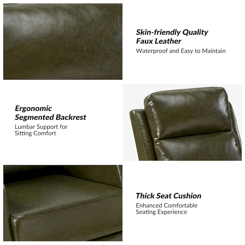 Esteban Modern Faux Leather Manual Rocking Swivel Recliner with Wingback