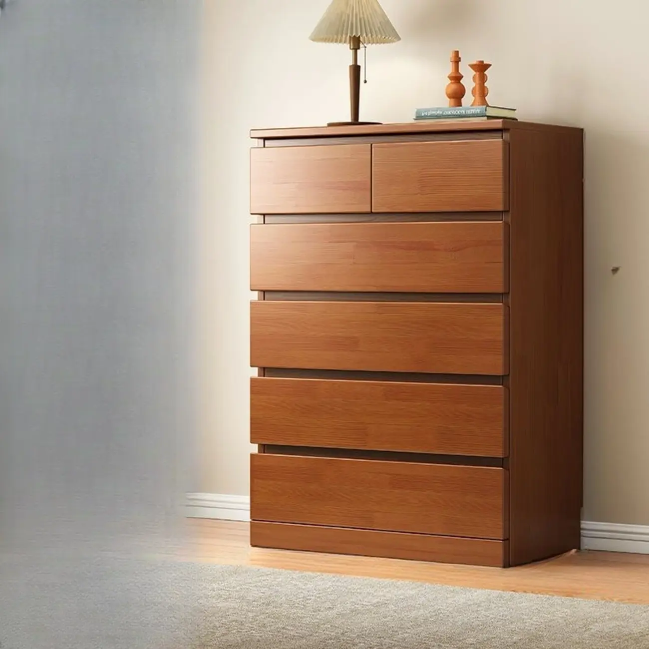 Modern Natural Wood Gloss Surface Dresser with 8-Drawers