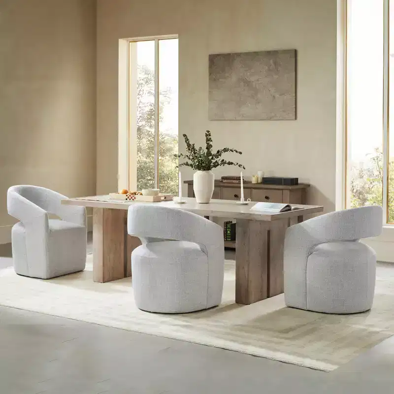 Spruce&Spring Modern Barrel Dining Chair with Caster & Open Back No Assembly Anywhere Chair