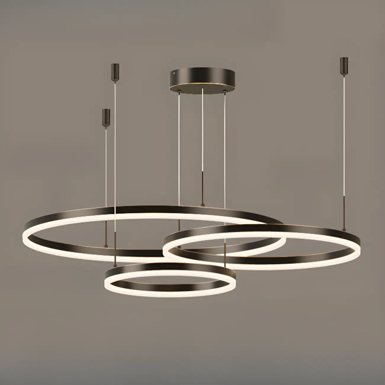 Modern Gold Multi-Circle Tiered Metal Ring LED Chandelier