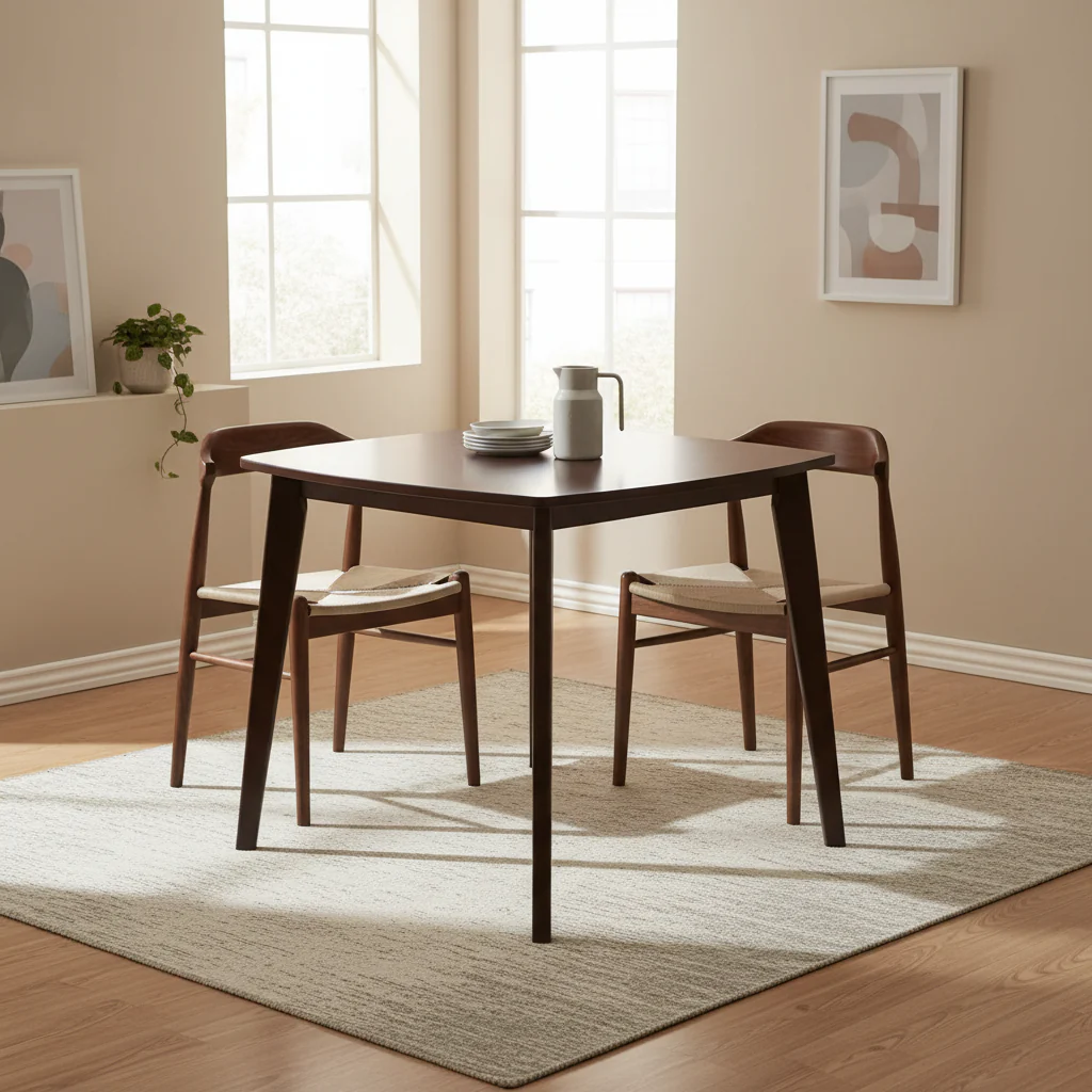 Solid Wood Dining Table - Walnut, 34.02 x 34.02 x 29.33 Inches