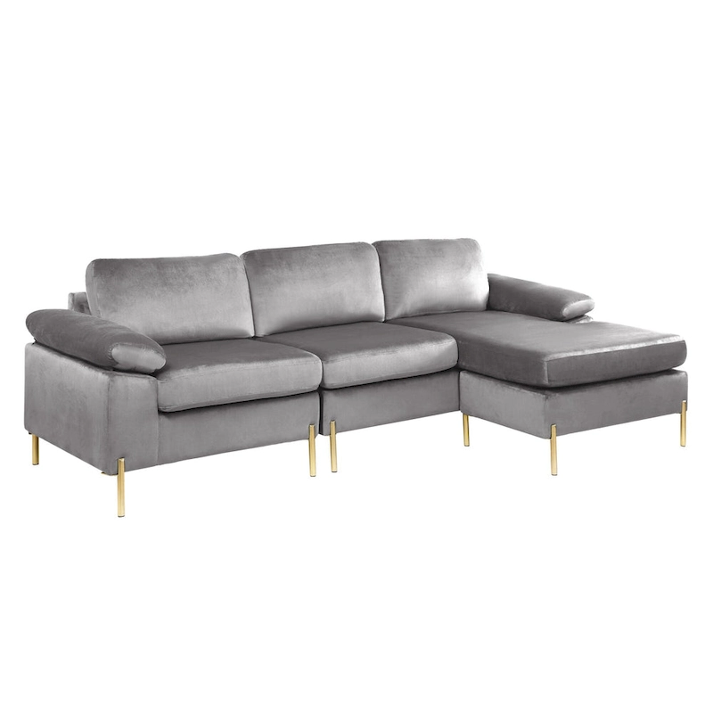 Shannon Velvet Sectional Sofa with Chaise