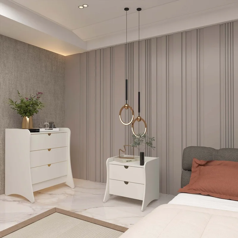 Newport Furnishings Mid-Century Modern 2-Piece Dresser & Nightstand Set