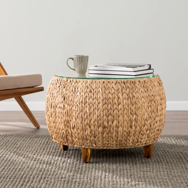 Round Water Hyacinth Coffee Table