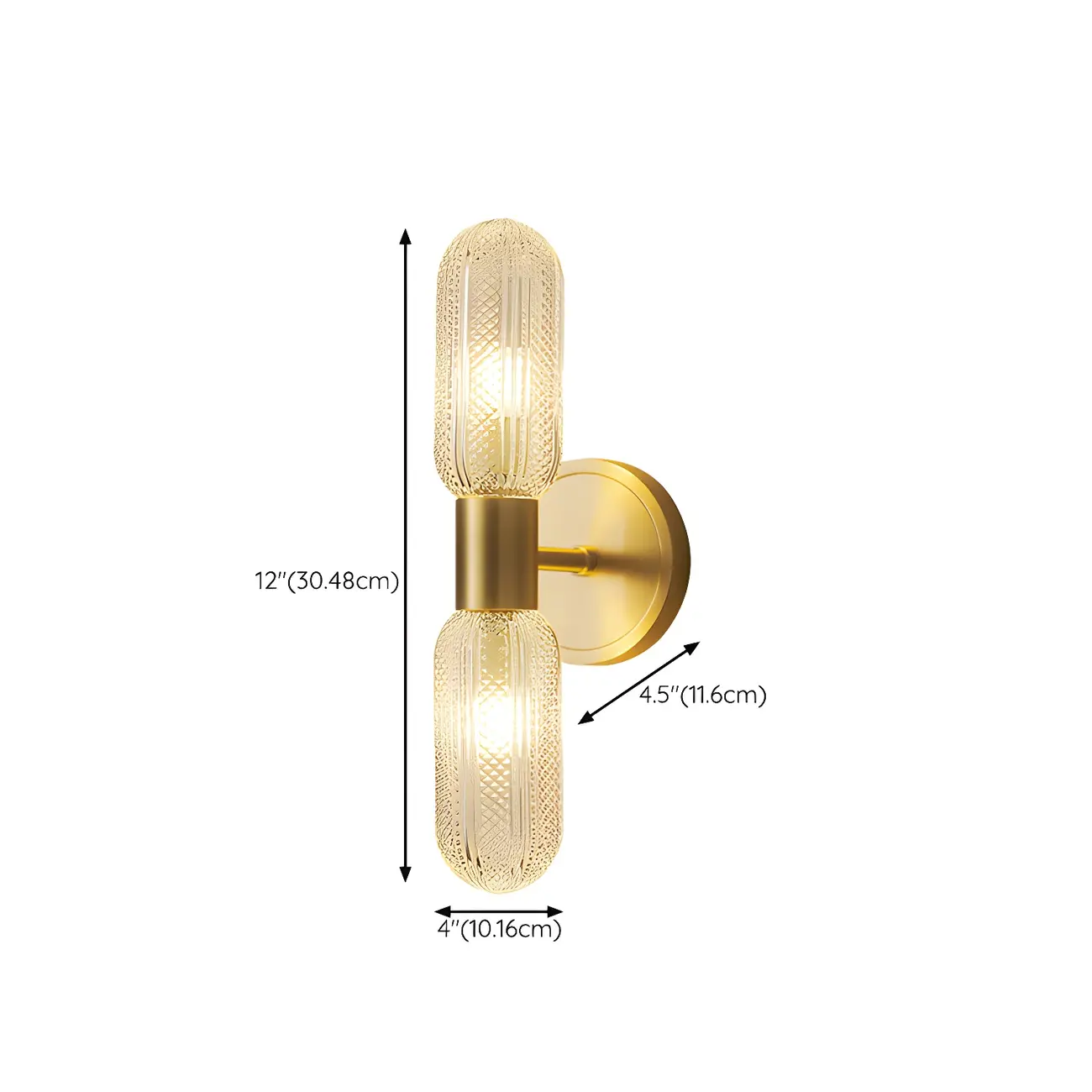 Unique Gold Up Down Wall Mounted Prismatic Glass Vanity Light