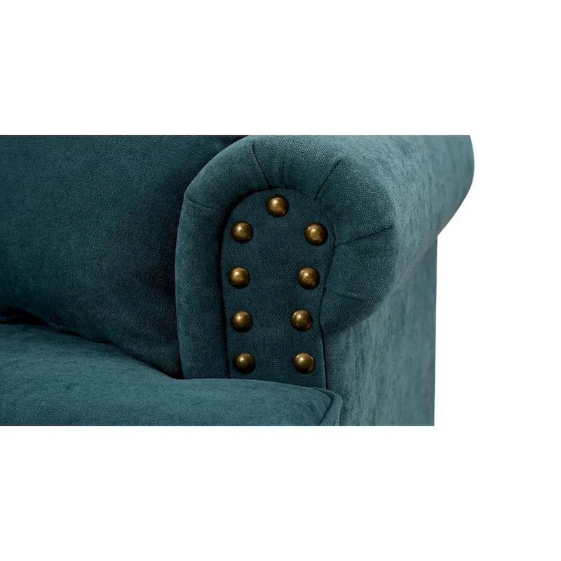 37.2 Chenille Upholstered Accent Chair with Nailheads