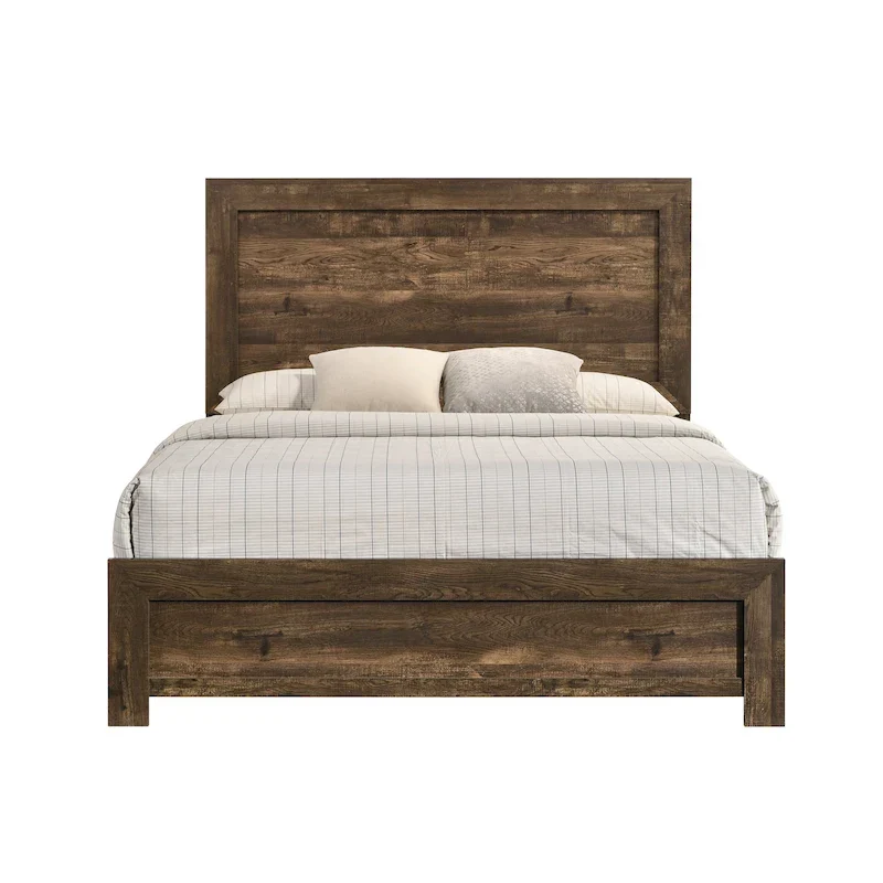 Furniture  Rustic Walnut Panel Wood Bed