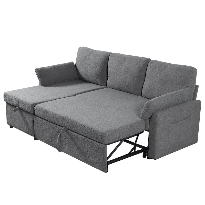 Pull Out Sofa Bed with Storage Chaise L Shape Sectional Sofa Bed