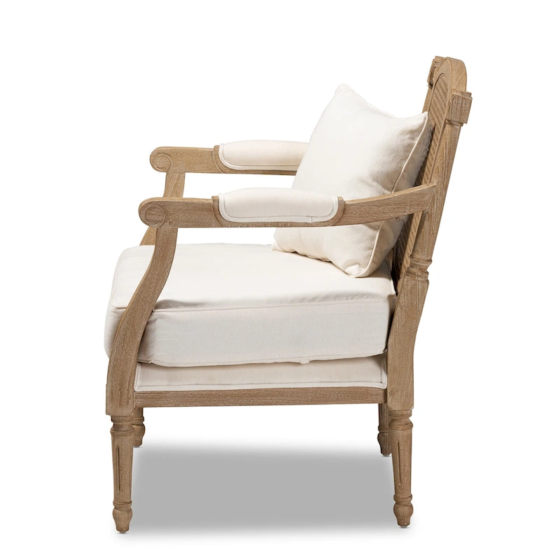 Clemence French Provincial Fabric Upholstered Wood Armchair
