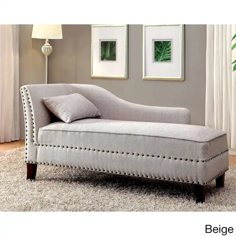 Sing Transitional Fabric Upholstered Nailhead Trim Chaise Lounge Chair by Furniture of America