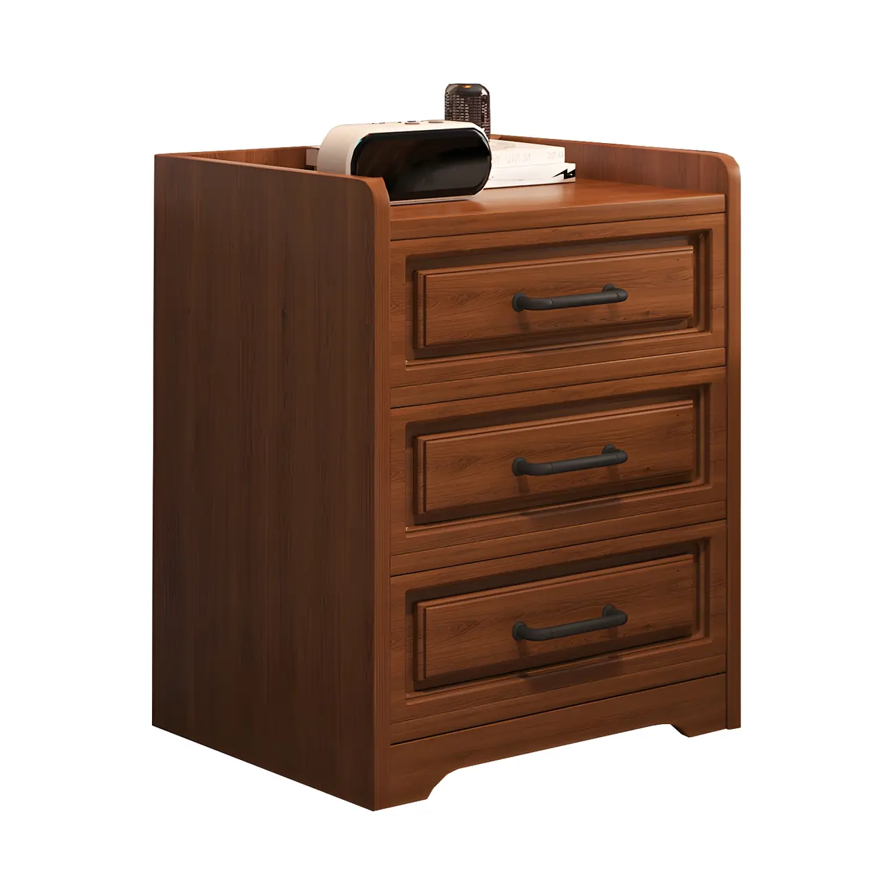 Modern White Wooden Tray Top 2-Drawer Nightstand