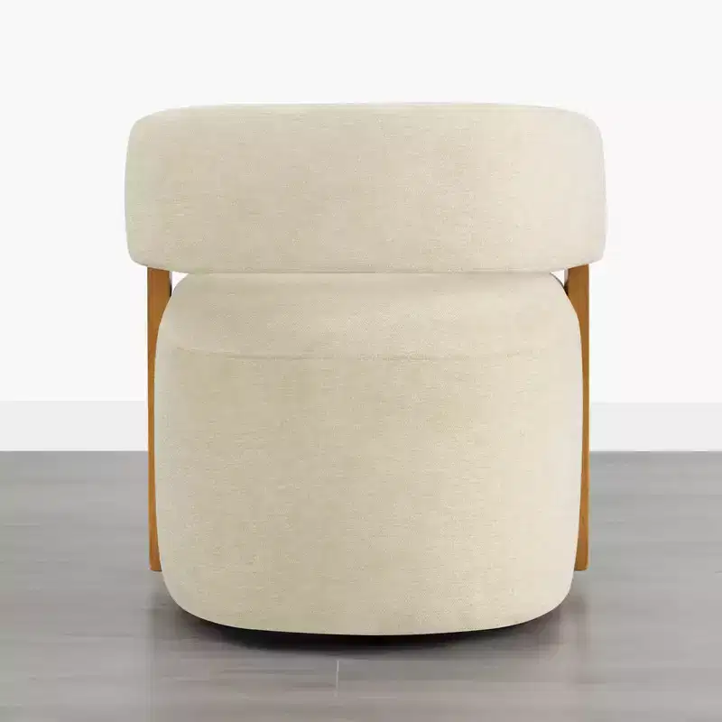 Spruce&Spring Upholstered Dining Chair with Wood Armrests & Hidden Wheels