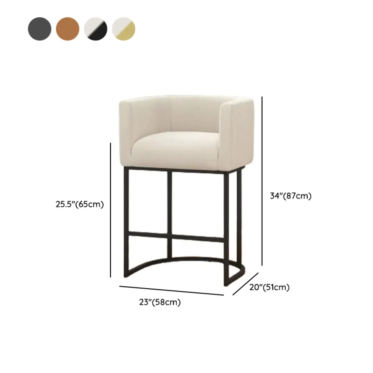 Modern Upholstered Barrel Back Counter Stools