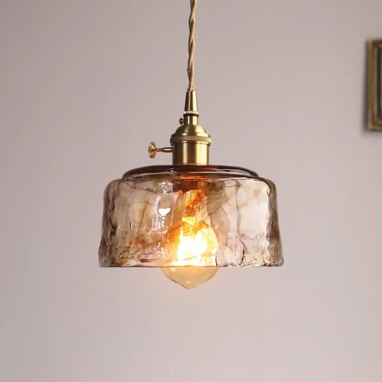 Modern Amber Glass Golden Kitchen Pendant Lighting
